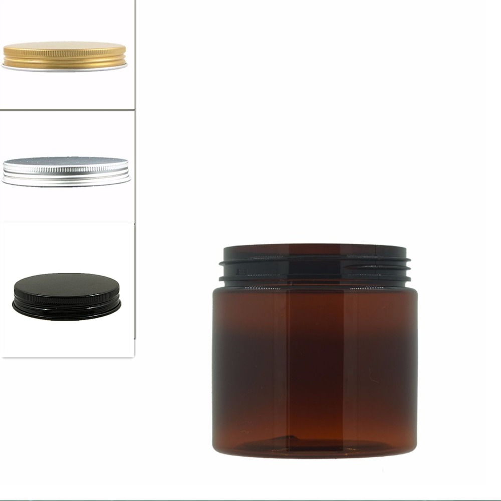 custom 100ml 200ml 8oz 300ml 12oz 500ml clear white black amber wide mouth cosmetic containers plastic pet jar with aluminum lid