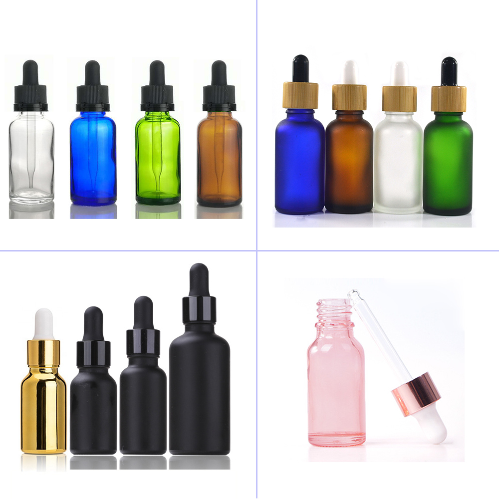 custom 10ml 15 ml 4 oz turquoise white amber frosted green glass dropper bottle