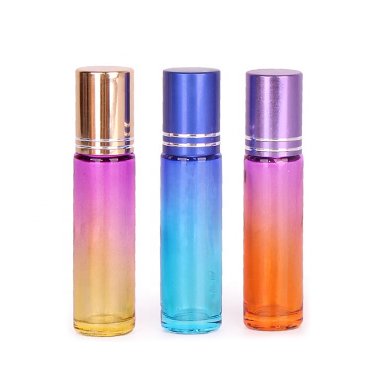 custom 10ml sprayed empty essential oil glass bottle with roll on lid