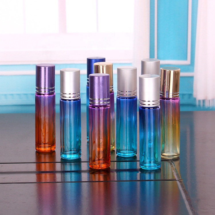 custom 10ml sprayed empty essential oil glass bottle with roll on lid