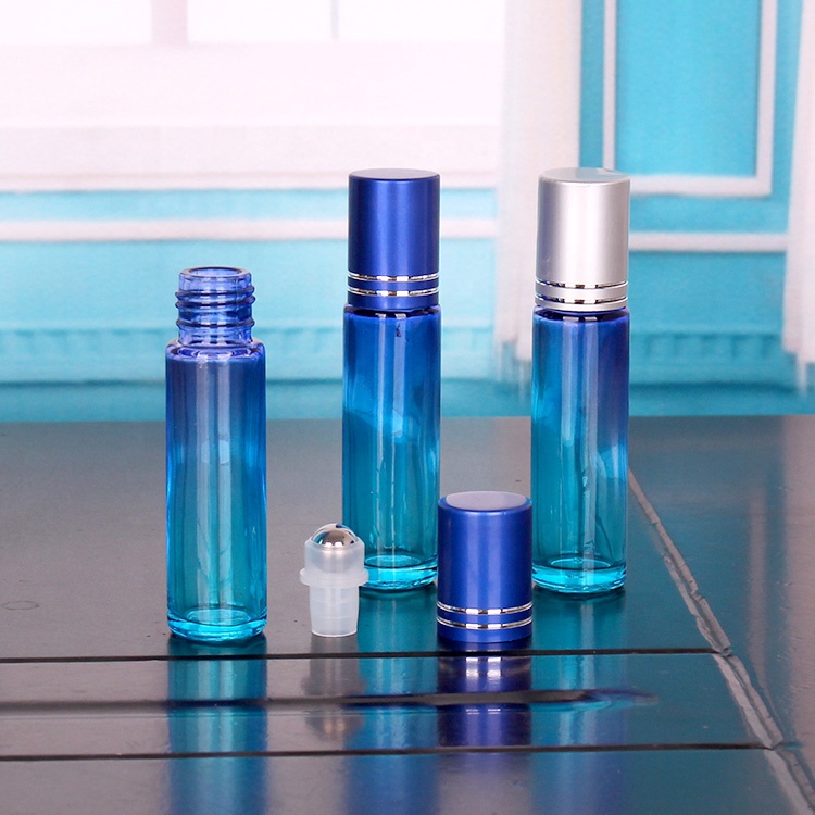 custom 10ml sprayed empty essential oil glass bottle with roll on lid