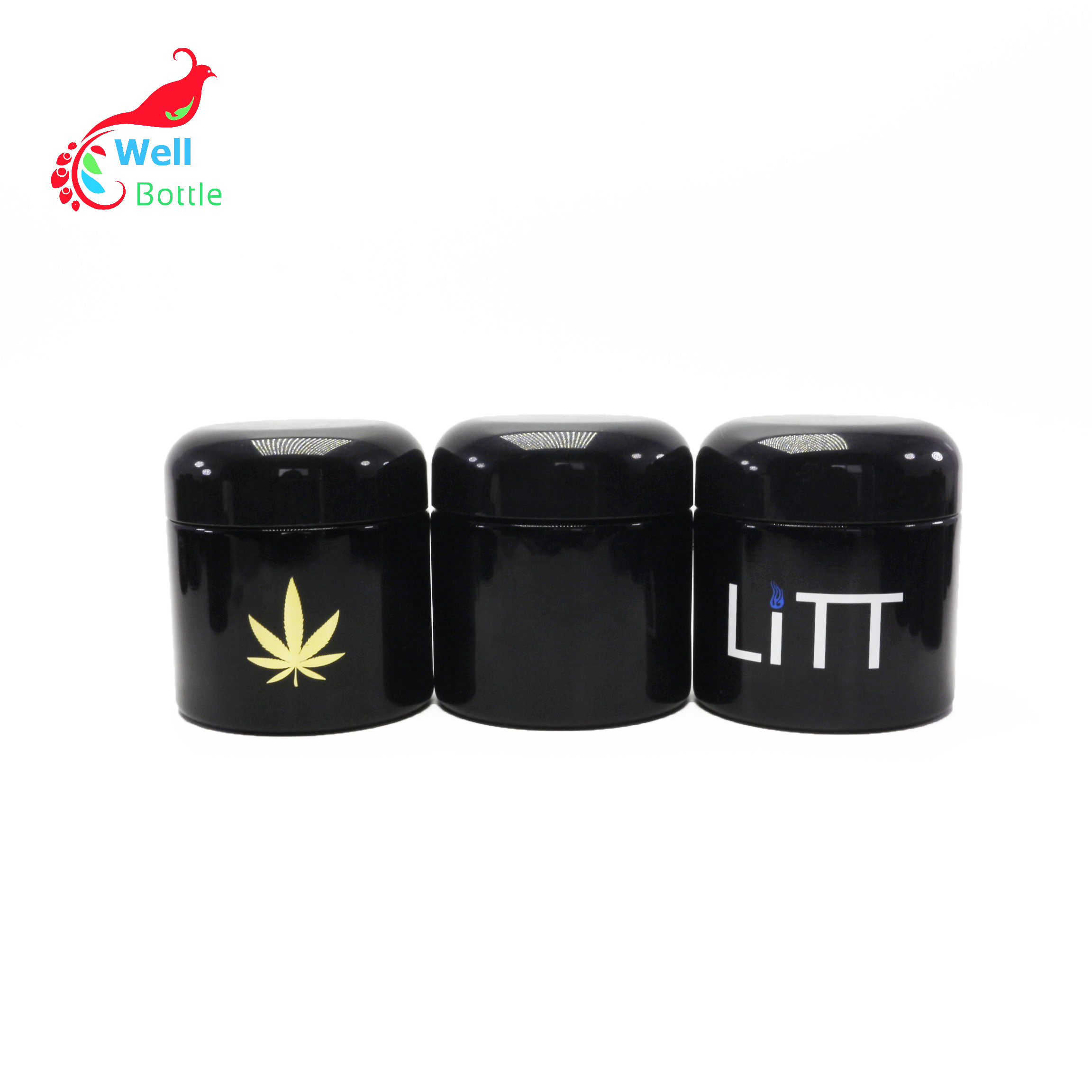 custom 250ml glass violet Skincare jar for weed jar with black Bakelite lid DV295E