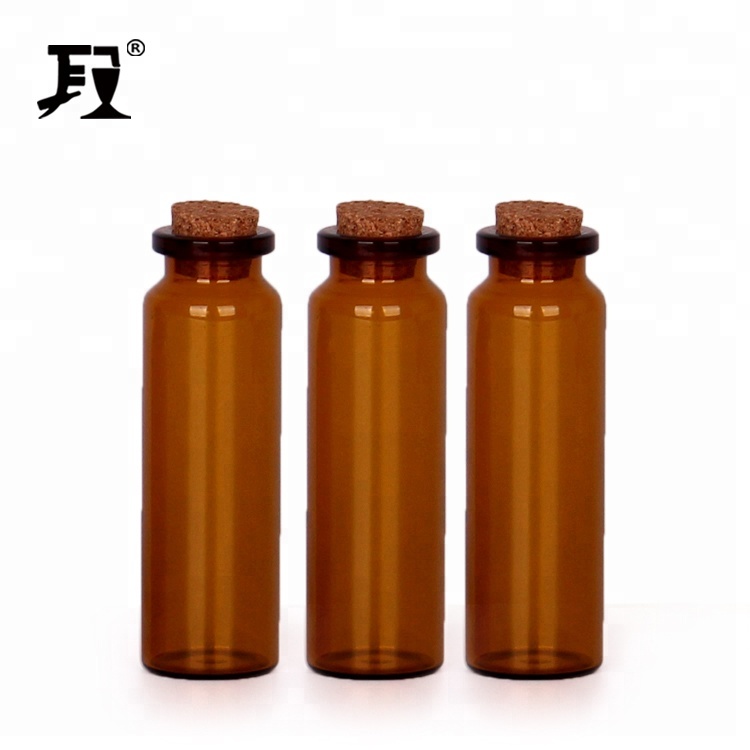 custom 2ml 5ml 10ml 15ml amber borosilicate clear glass vials tube with cork rubber cap