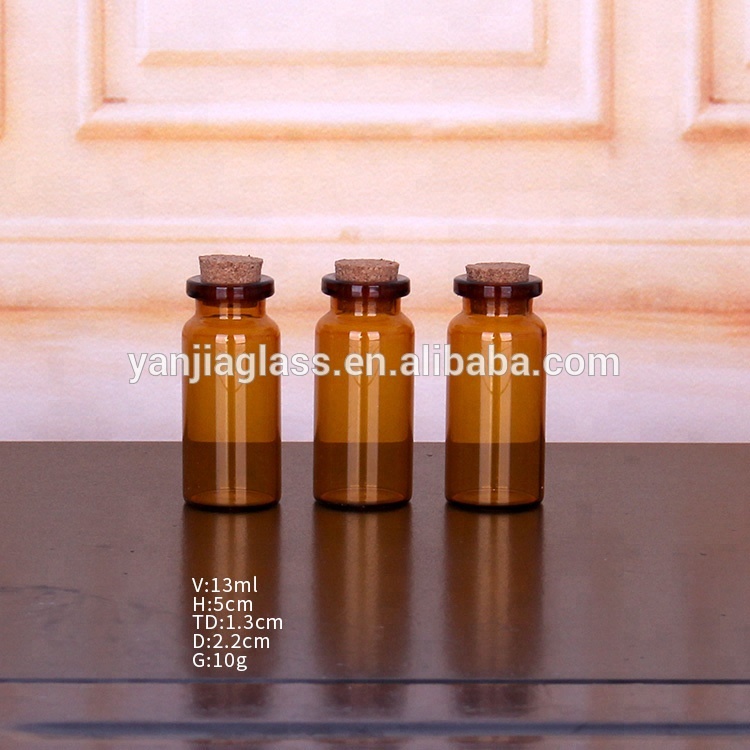 custom 2ml 5ml 10ml 15ml amber borosilicate clear glass vials tube with cork rubber cap