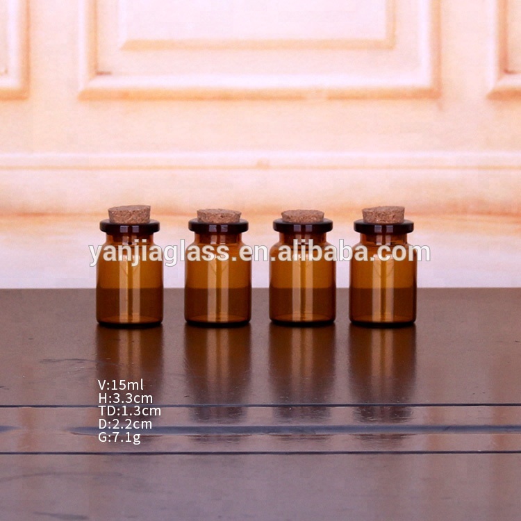 custom 2ml 5ml 10ml 15ml amber borosilicate clear glass vials tube with cork rubber cap