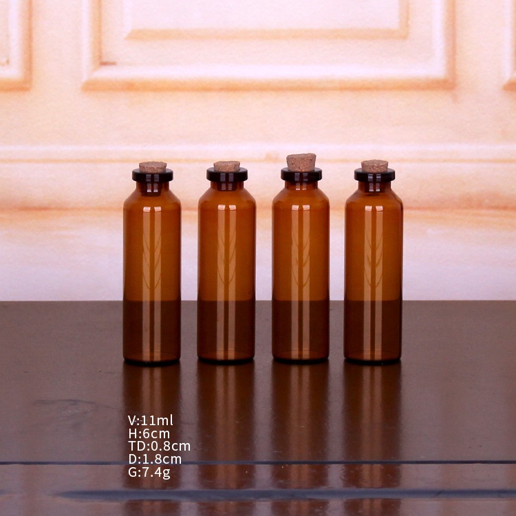 custom 2ml 5ml 10ml 15ml amber borosilicate clear glass vials tube with cork rubber cap