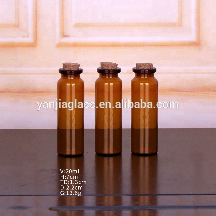 custom 2ml 5ml 10ml 15ml amber borosilicate clear glass vials tube with cork rubber cap
