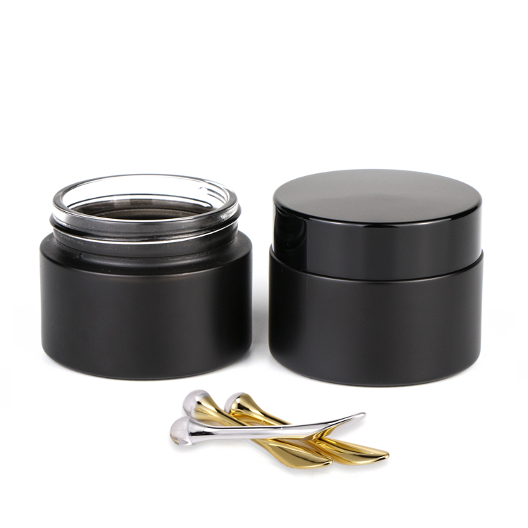 custom 30g 50g cosmetics packaging amber clear  cream jar  for skin care cream  with spoon