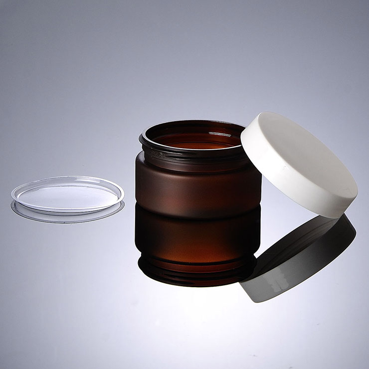 custom 3oz 4oz 100ml 100g cosmetic packaging amber pet plastic cream jar container with Aluminum lids