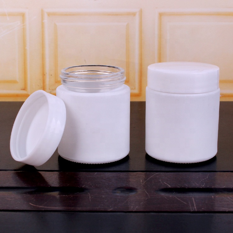 custom 4oz 120ml round airtight matte white glass spice storage jar with screw lid