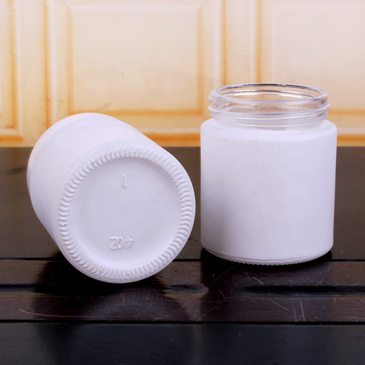 custom 4oz 120ml round airtight matte white glass spice storage jar with screw lid
