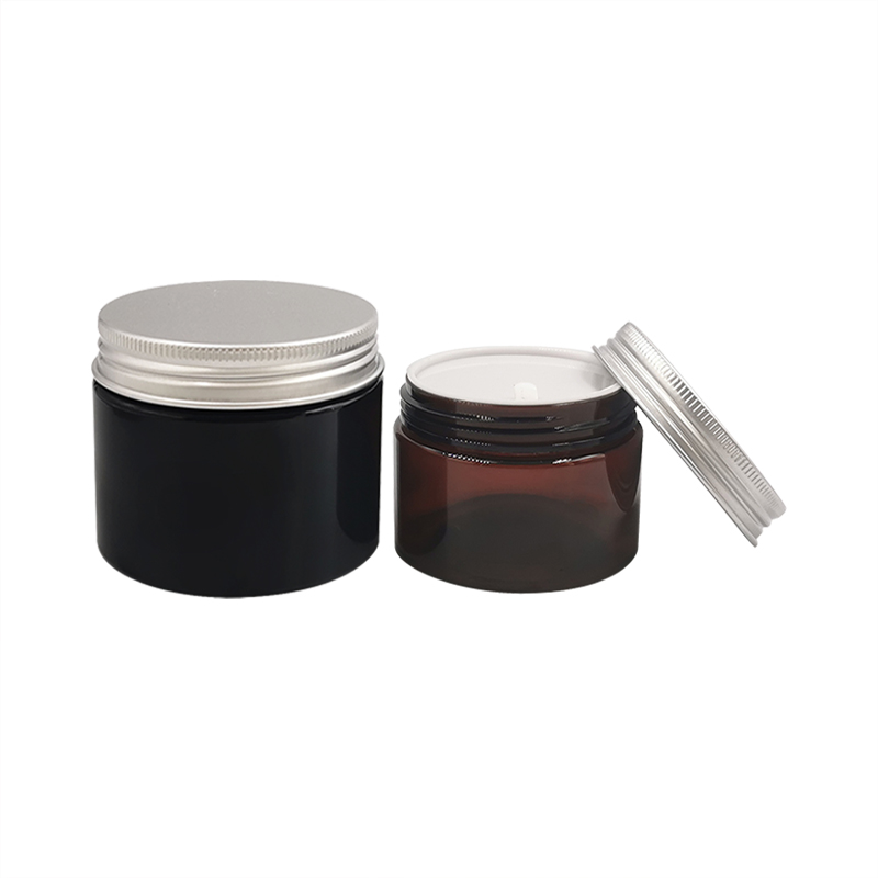 custom 50ml 100ml 150ml 180ml 250ml 300ml amber PET cream jar Cosmetic packaging with aluminium lid