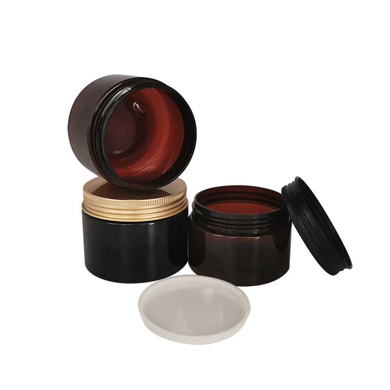 custom 50ml 100ml 150ml 180ml 250ml 300ml amber PET cream jar Cosmetic packaging with aluminium lid