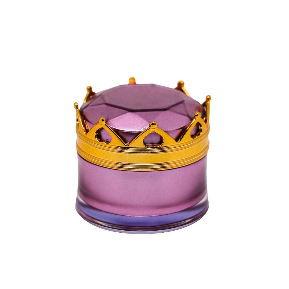 custom 5g,10g luxury acrylic empty cosmetic night face cream jar with gold crown caps wholesale