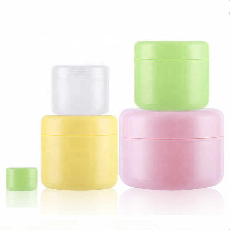 custom 5ml 10ml 20ml 30ml 50ml 100ml 150ml 200ml 250ml facial eye face skincare cosmetic green yellow plastic cream jar with lid