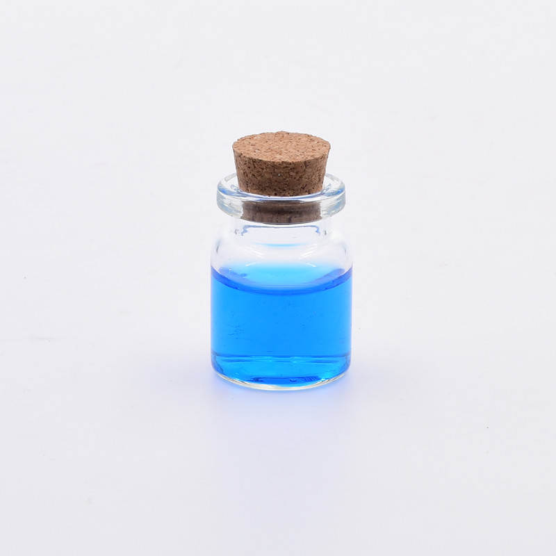 custom 5ml Empty transparent Boston round glass pre roll glass vails borosilicate glass jar with wooden cork aluminum lid