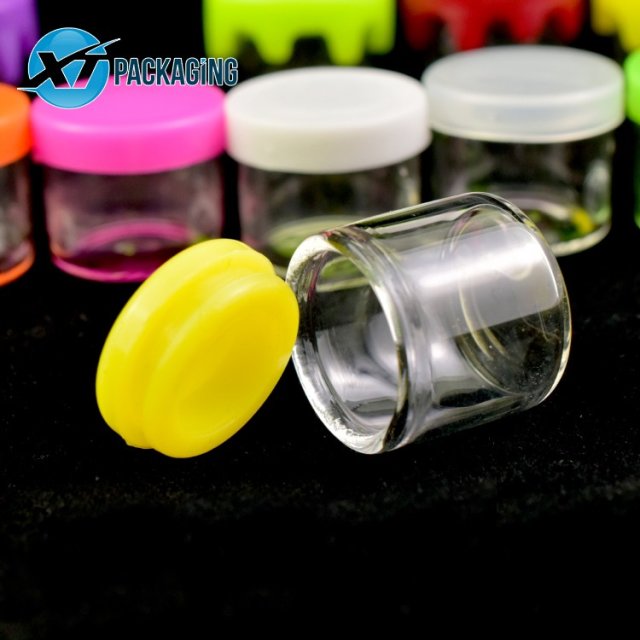 custom 5ml clear glass jar wax oil dabs silicone lid hemp shatter honey container jars 1gram cbd cream concentrate packaging