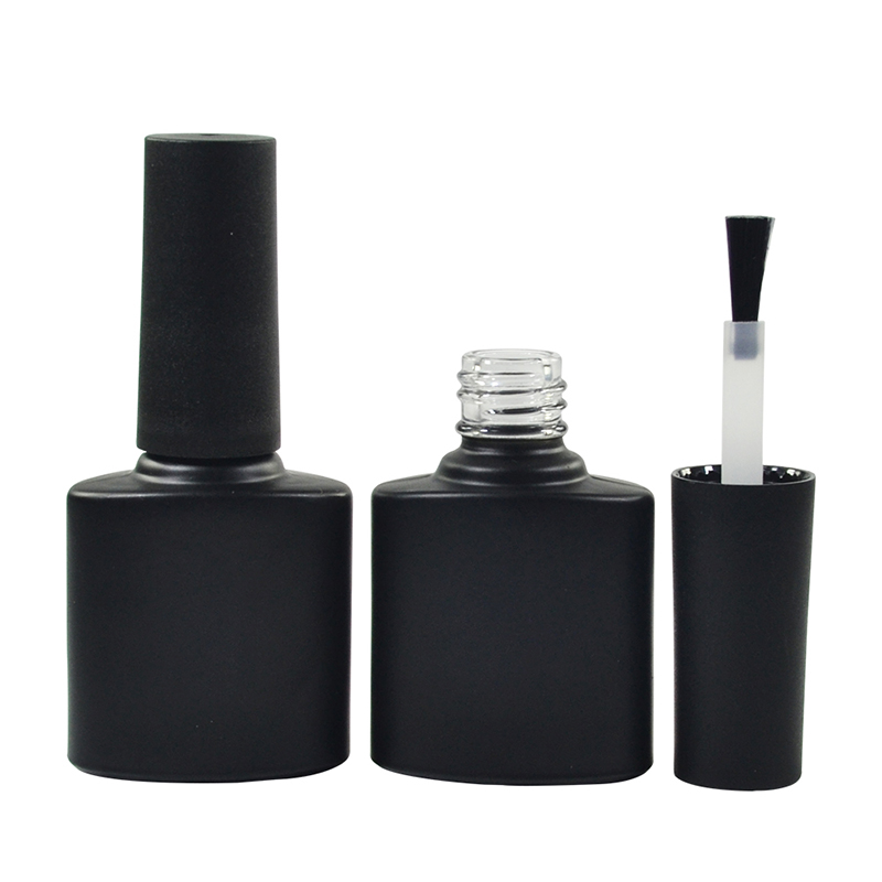 custom 7ml 9ml clear brown matt black gel nail polish glass bottle with brush cap
