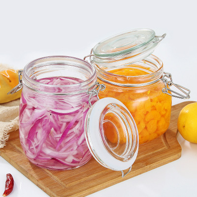 custom Tea can food storage tank sealed glass jar with stainless steel lid