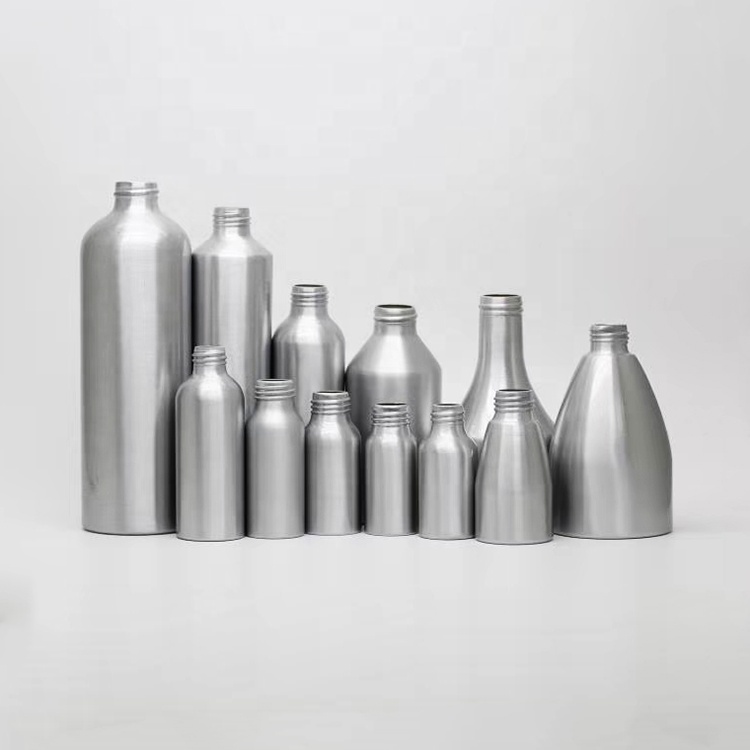 custom aluminum bottle for cosmetic, beverage, industrial packaging screw neck