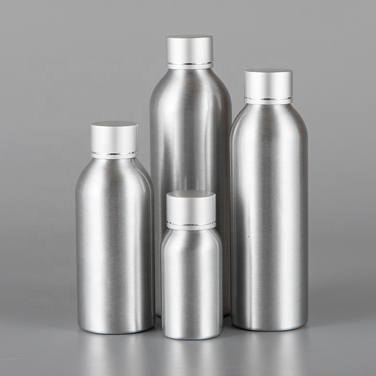 custom aluminum bottle for cosmetic, beverage, industrial packaging screw neck