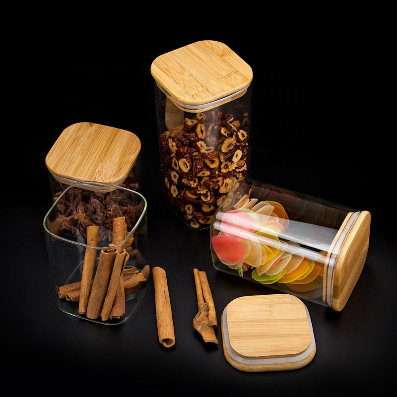custom borosilicate air tight spice glass jar with lid