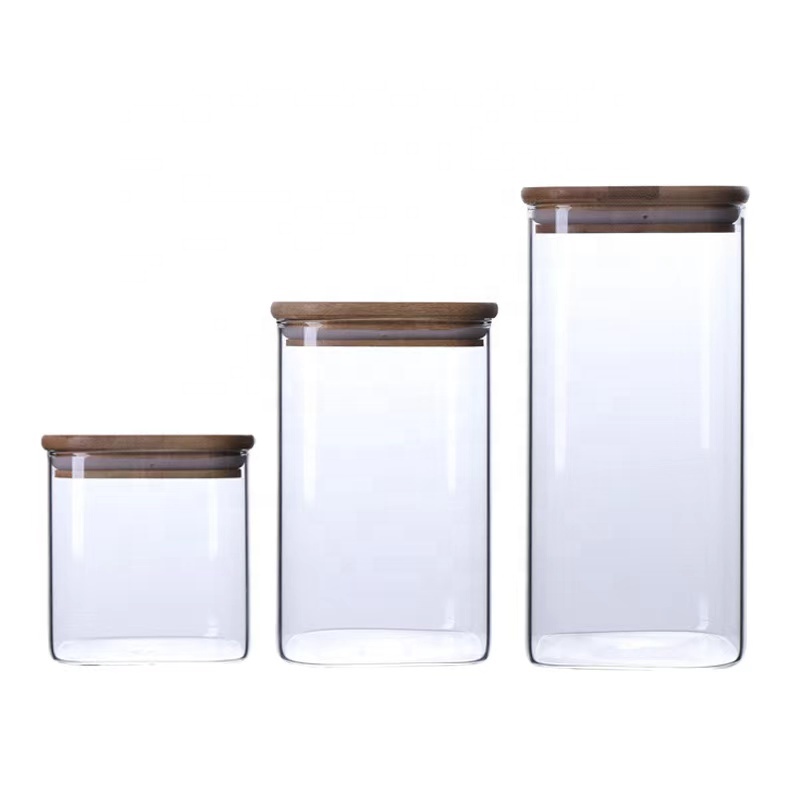 custom borosilicate air tight spice glass jar with lid