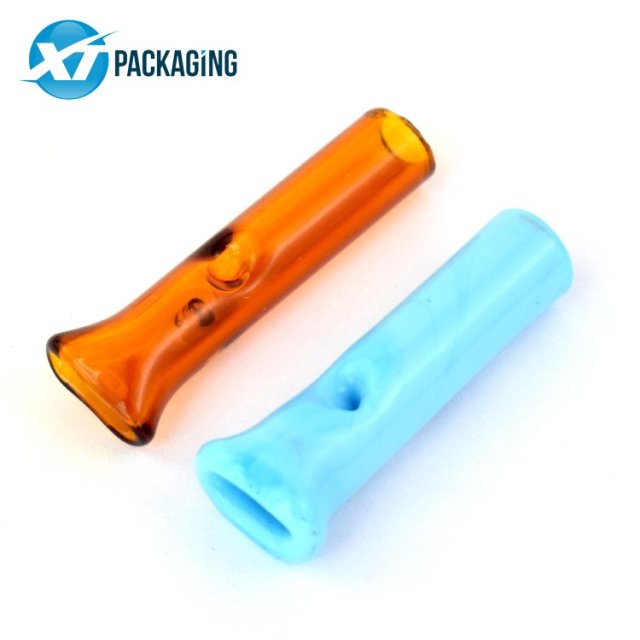 custom clear round glass blunt tip for preroll 8mm 11mm black glass filter cigar tips smoking flat mouth