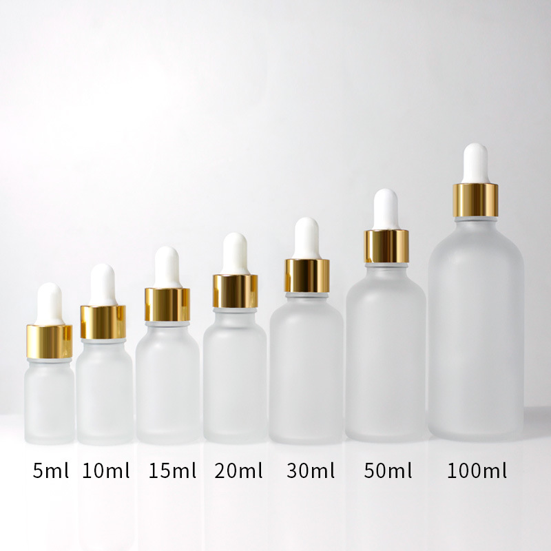 custom clear white frosted black pink rose gold 5ml 10ml 15ml 20ml 30ml 50ml 100ml serum eye hair oil glass dropper bottles