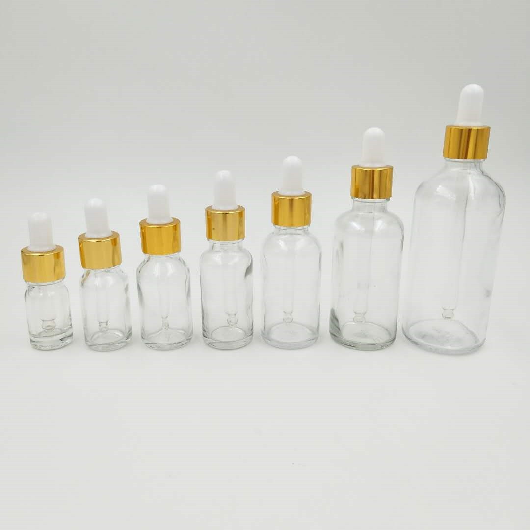 custom clear white frosted black pink rose gold 5ml 10ml 15ml 20ml 30ml 50ml 100ml serum eye hair oil glass dropper bottles