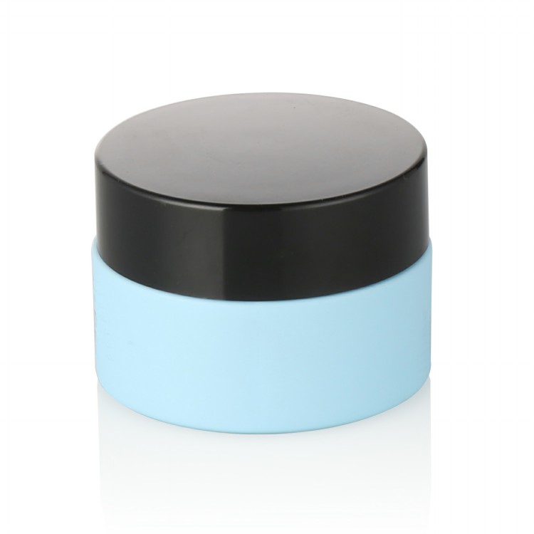 custom color 30g 50g baby blue glass cream jar container with black lid