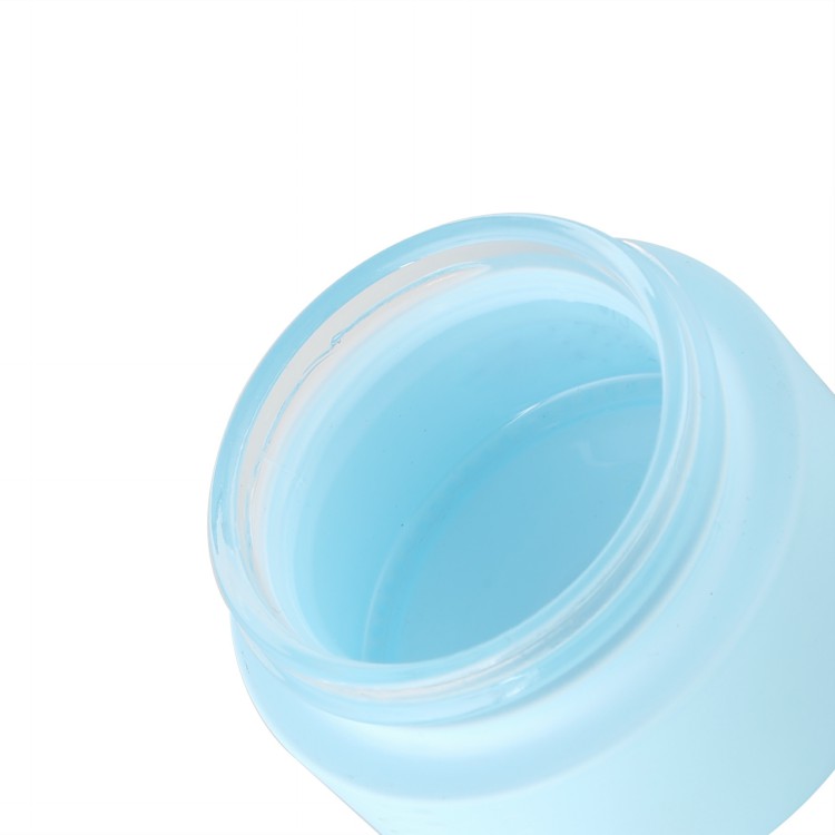 custom color 30g 50g baby blue glass cream jar container with black lid