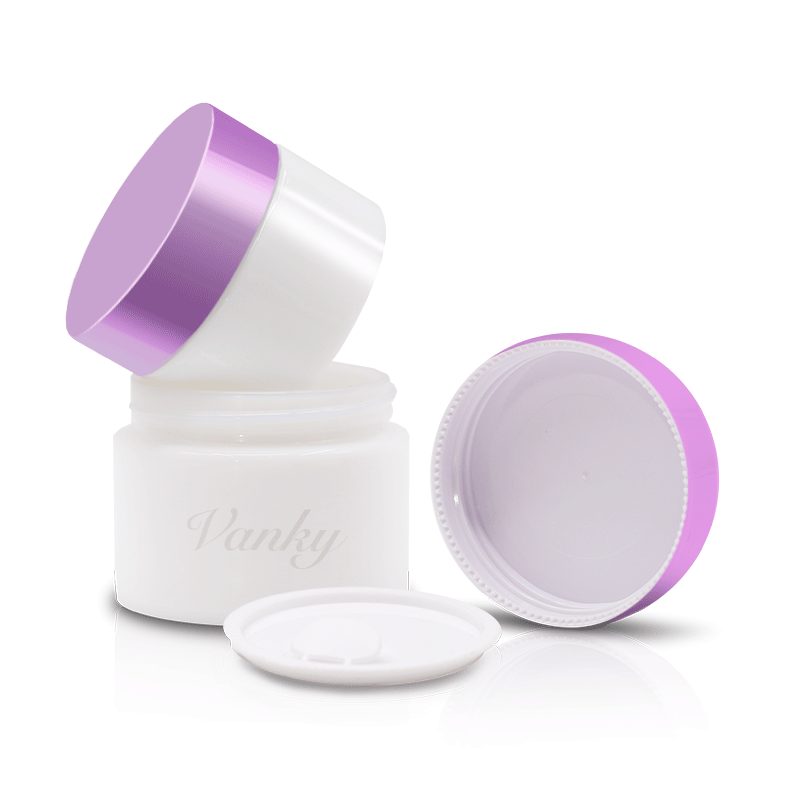 custom color opal white glass container cream jar pink glass cosmetic jar