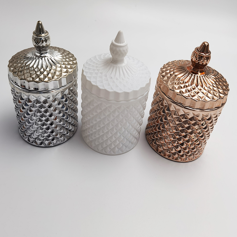 custom colored European type glass sugar candy snack jar storage jar candy cup