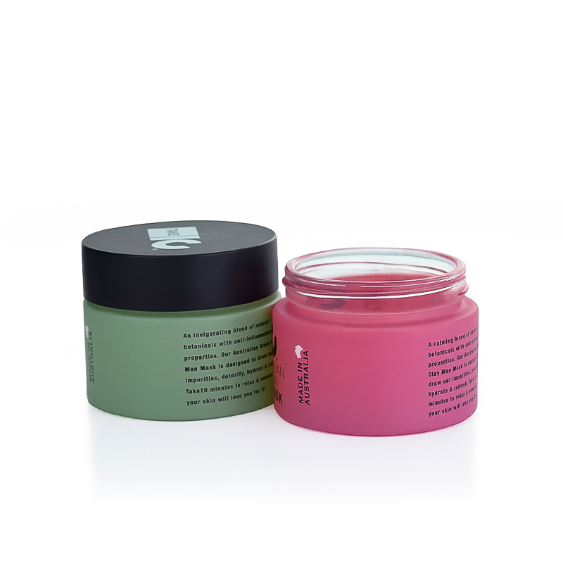 custom colored private silk printing round glass jar 5g 10g 20g 30g 50g 100g matte rose red green facial treatment glass jar