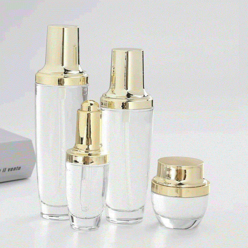 custom cosmetic bottle with silver /gold spray /lotion pump cap
