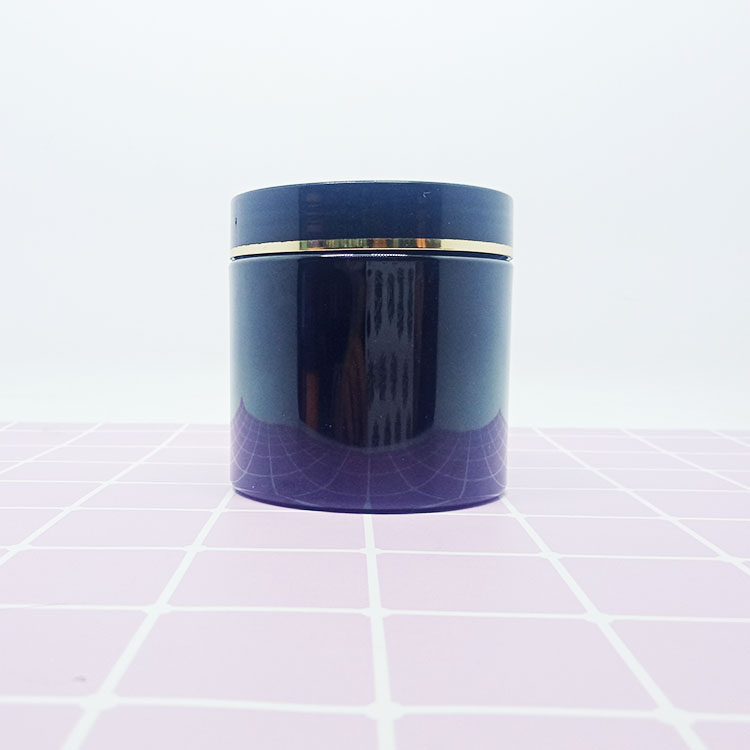 custom cosmetic cream black silk printing round colorful eco-friendly pet plastic jars with black plastic lid