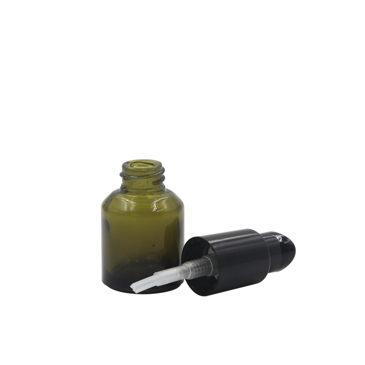 custom cosmetic empty green glass lotion pump bottle for skincare lotion toner 100ml glass lotion pump bottle