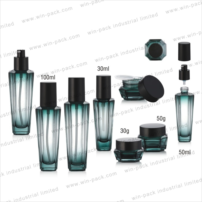 custom cosmetic luxury glass lotion pump bottle packaging 30ml 100ml 120ml