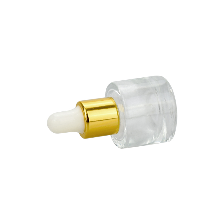 custom cosmetic package 5ml round clear glass essential oil dropper bottle with gold dropper