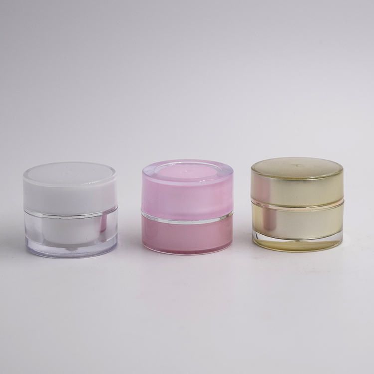 custom cosmetic packaging empty acrylic jar 5g 10g 15g 30g 1oz 50g 100g 150g 200g round pink packaging for skincare