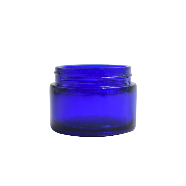 custom cosmetics packaging 50ml 50g cobalt blue glass jars with uv red lid