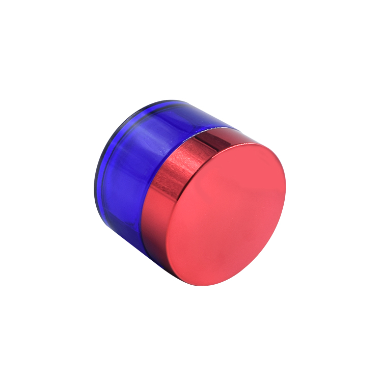 custom cosmetics packaging 50ml 50g cobalt blue glass jars with uv red lid