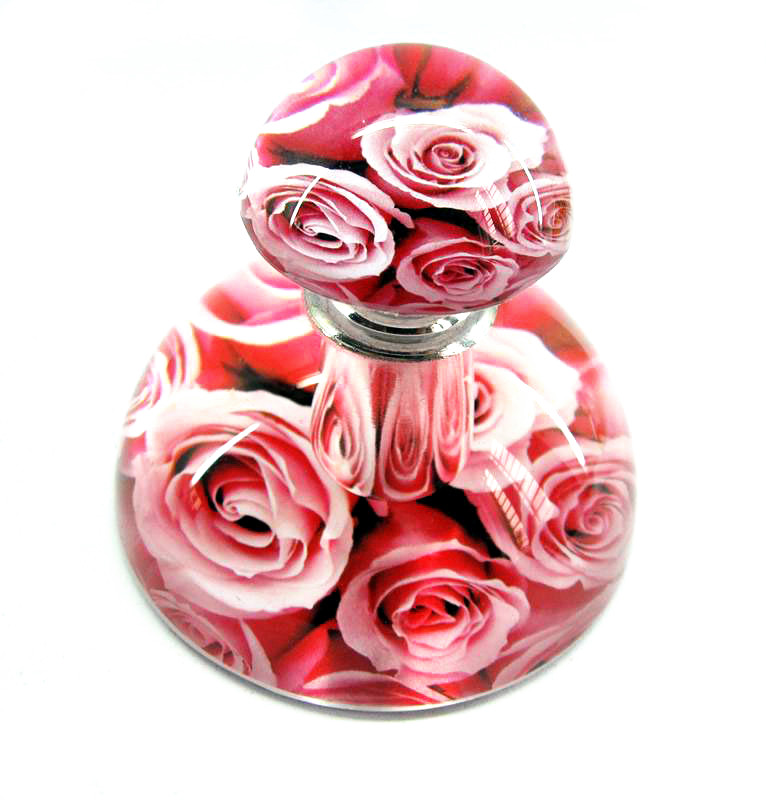 custom crystal glass perfume bottle with exsy leopard print for lady