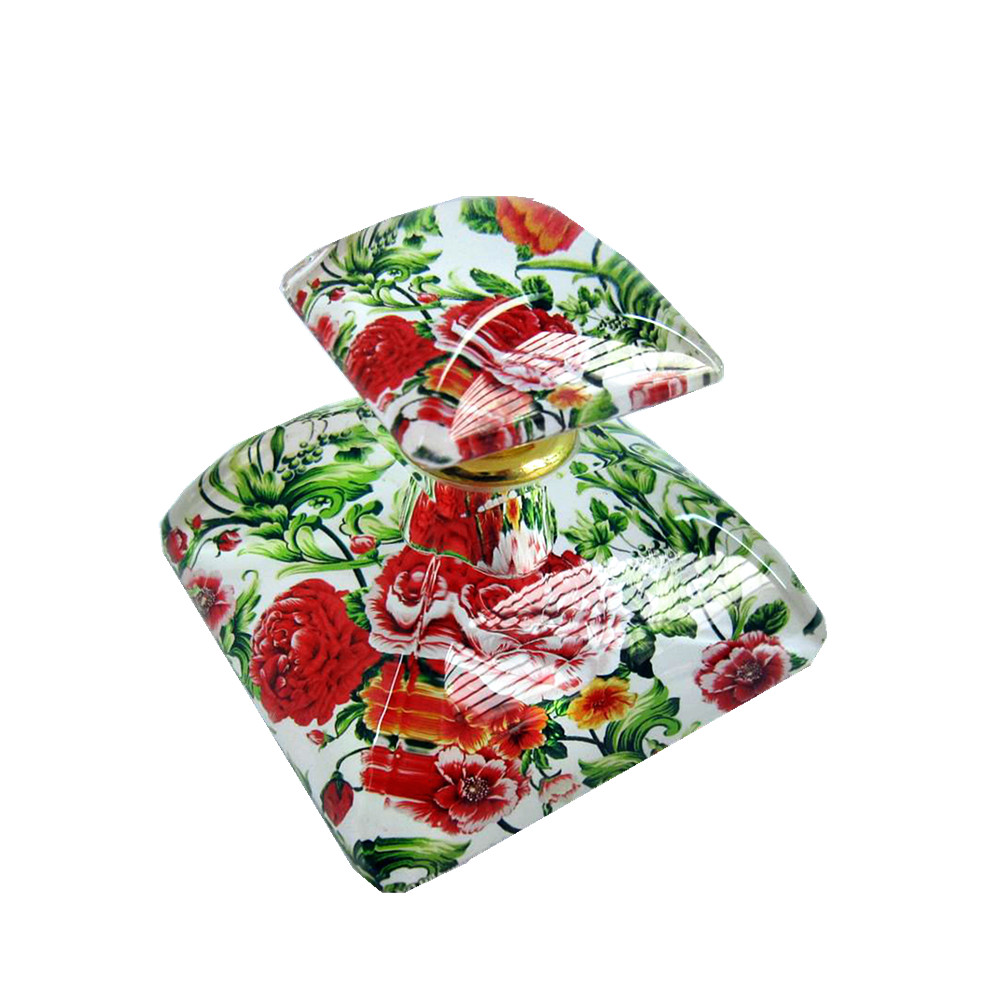 custom crystal glass perfume bottle with exsy leopard print for lady