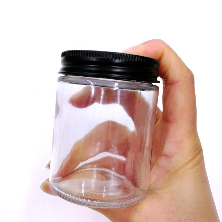 custom design 100ml straight side CBD bottle 4oz wide mouth herb glass jar with metal tinplate screw cap for cosmetic cream weed