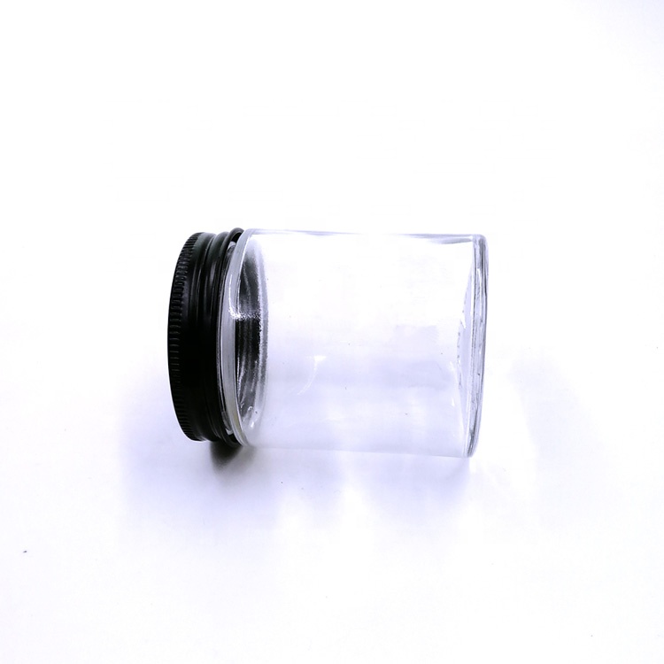 custom design 100ml straight side CBD bottle 4oz wide mouth herb glass jar with metal tinplate screw cap for cosmetic cream weed