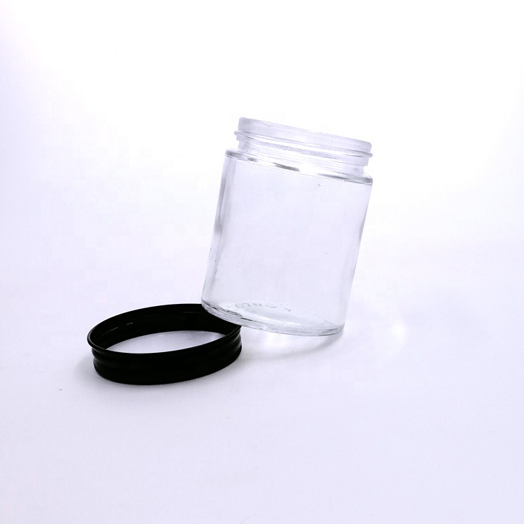 custom design 100ml straight side CBD bottle 4oz wide mouth herb glass jar with metal tinplate screw cap for cosmetic cream weed