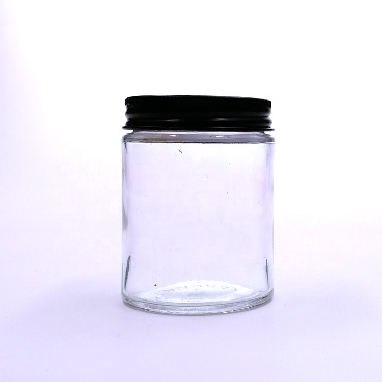 custom design 100ml straight side CBD bottle 4oz wide mouth herb glass jar with metal tinplate screw cap for cosmetic cream weed