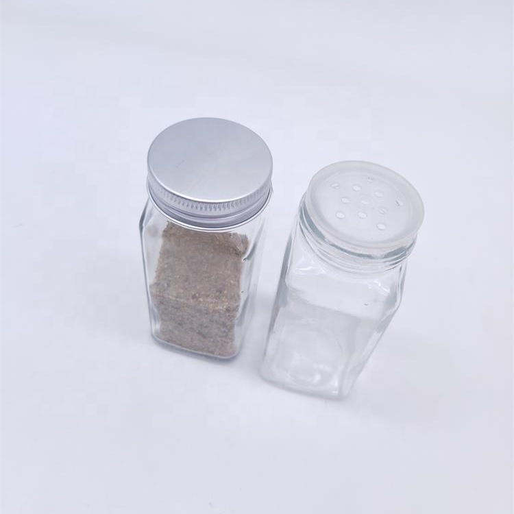 custom design 120ml empty seasoning packaging bottle 4oz square glass spice jar with shaker tops funnel label maker